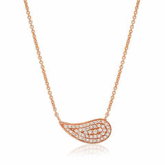 Pave diamond paisley necklace in rose gold