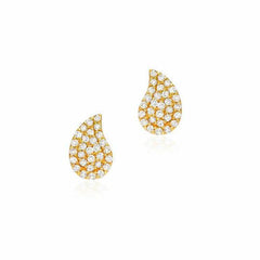 PAISLEY PAVE POST EARRINGS IN YELLOW GOLD