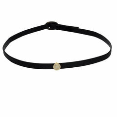 Pave circle choker in yellow gold