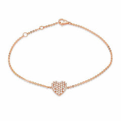 pave heart bracelet in rose gold