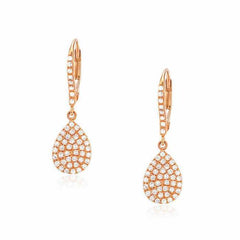 pear pave dangle earrings in rose gold