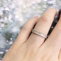 heirloom baguette diamond halfway band on hand