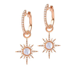 Starburst Rainbow Moonstone Charms on Huggies