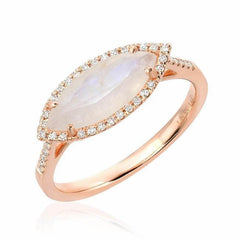 marquise ring in rose gold with rainbow moonstone