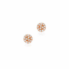 mini round pave post earrings with diamonds in rose gold