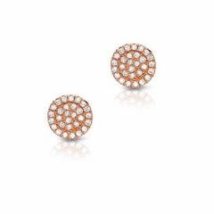 medium round pave post earrings with diamonds in rose gold