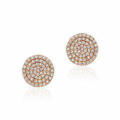 large round pave diamond posts in rose gold