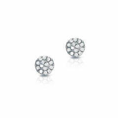 petite round pave post earrings with diamonds in white gold