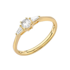 Heirloom Round Rose Cut Band With Tapered Baguette Sides in 14k yellow gold