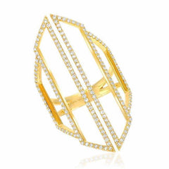 shield ring with diamonds in yellow gold