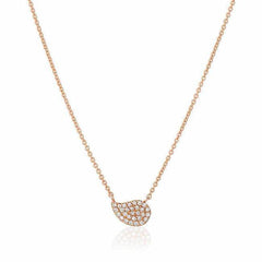 small paisley pave necklace in rose gold