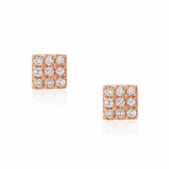 small square post earrings in rose gold