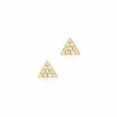 mini triangle pave post earrings with diamonds in yellow gold