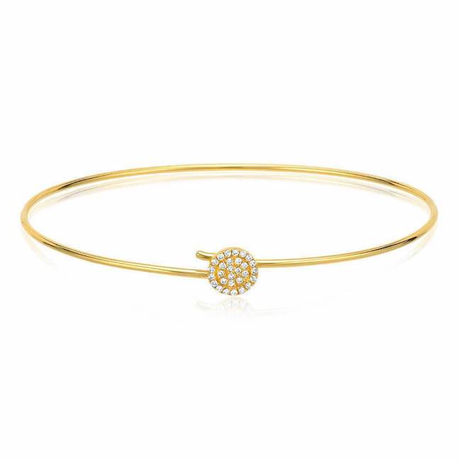 round pave hook bangle with diamonds in yellow gold