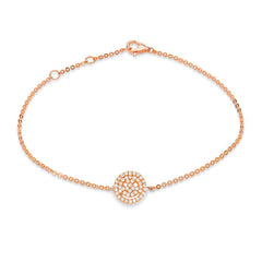 smiley face pave bracelet with diamonds in 14k rose gold