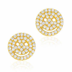 Smiley Face Pave Post Earrings