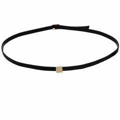 square thin choker in yellow gold