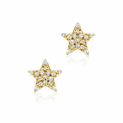 Star pave post earrings in yellow gold