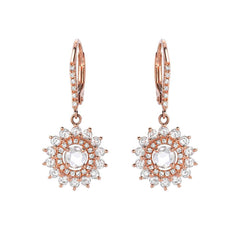lumina rose cut double halo leverback earrings in rose gold