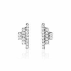 step diamond post earrings in white gold