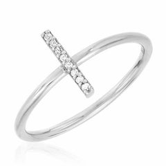 stick ring with diamonds in white gold