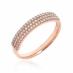 three row diamond band in rose gold