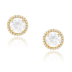 White Topaz stud Earrings in yellow gold