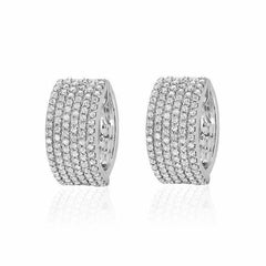 Thick diamond huggies with diamonds in white gold