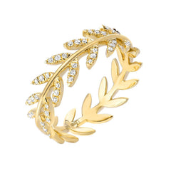 wreath band with diamonds in 14k yellow gold