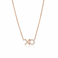 xo necklace in rose gold
