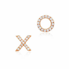 xo post earrings with diamonds in rose gold